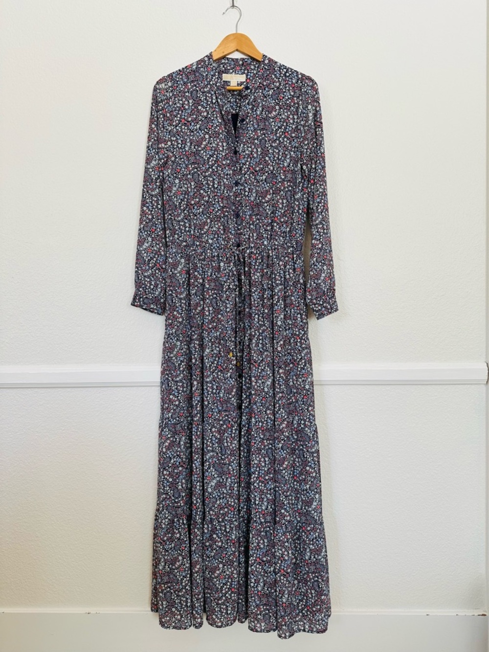Michael Kors Paisley Floral Button-Front Maxi Dress - Size 8